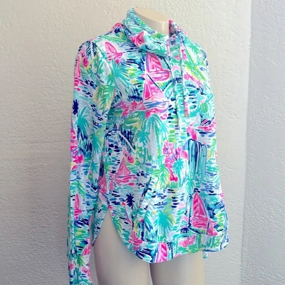 Lilly Pulitzer Fletcher pocketed cotton blend Pullover M - Picture 2 of 11